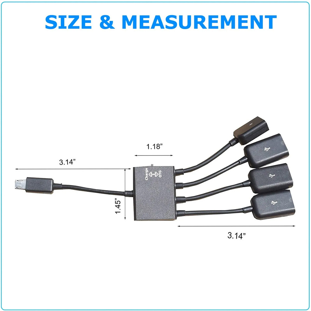 2pc Micro USB Charging OTG Hub Splitter Cable for Phone Android Tablet 4 In 1 US