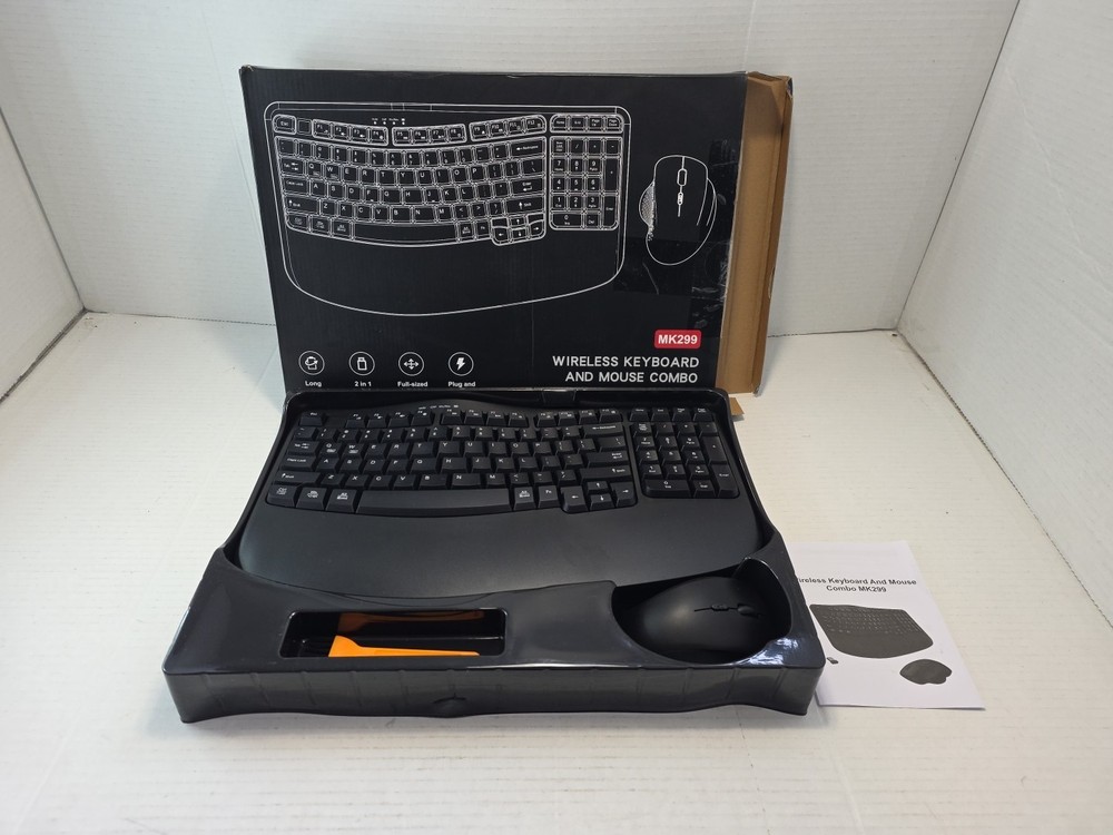 Wireless Ergonomic Keyboard & Mouse Combo Mk299 No Dongle