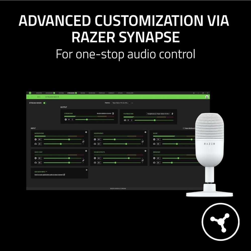 Razer Seiren V3 Mini USB Microphone – White Edition
