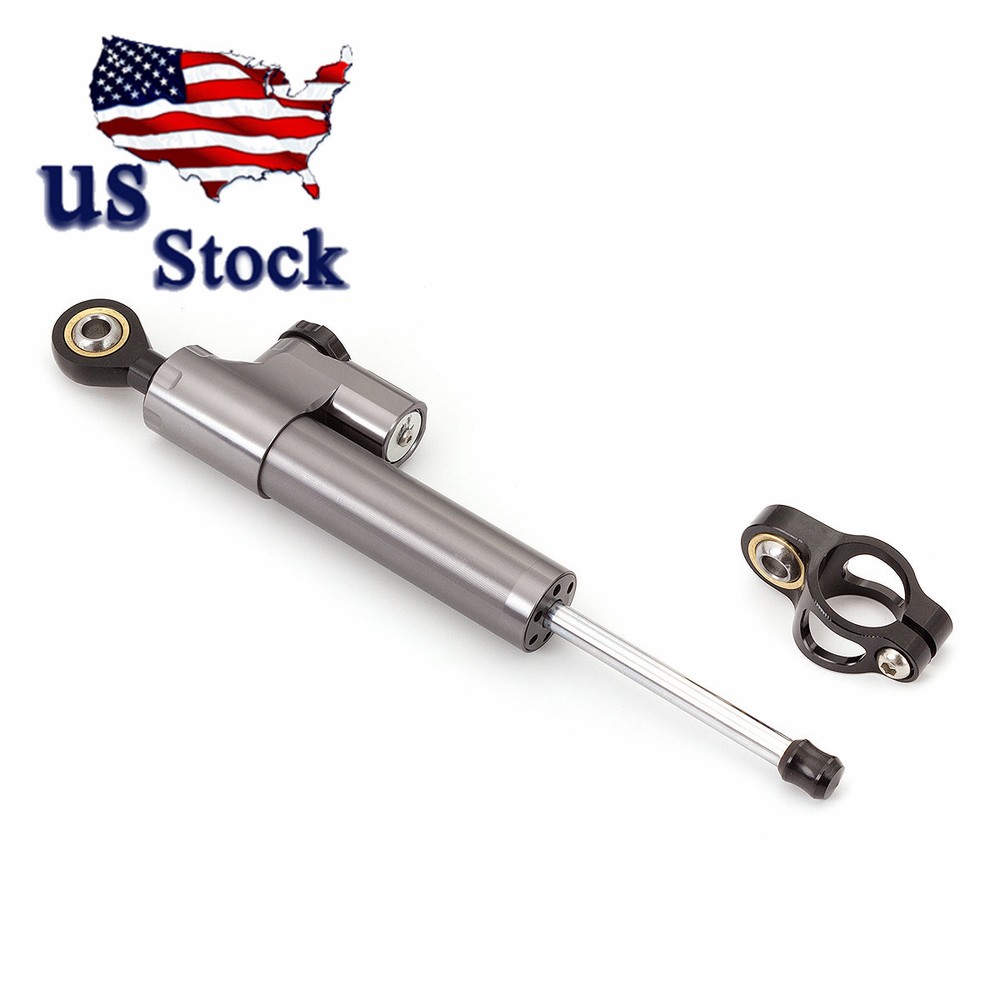CNC Gray Steering Damper Motorcycle Stabilizer Linear Reversed Safe Control