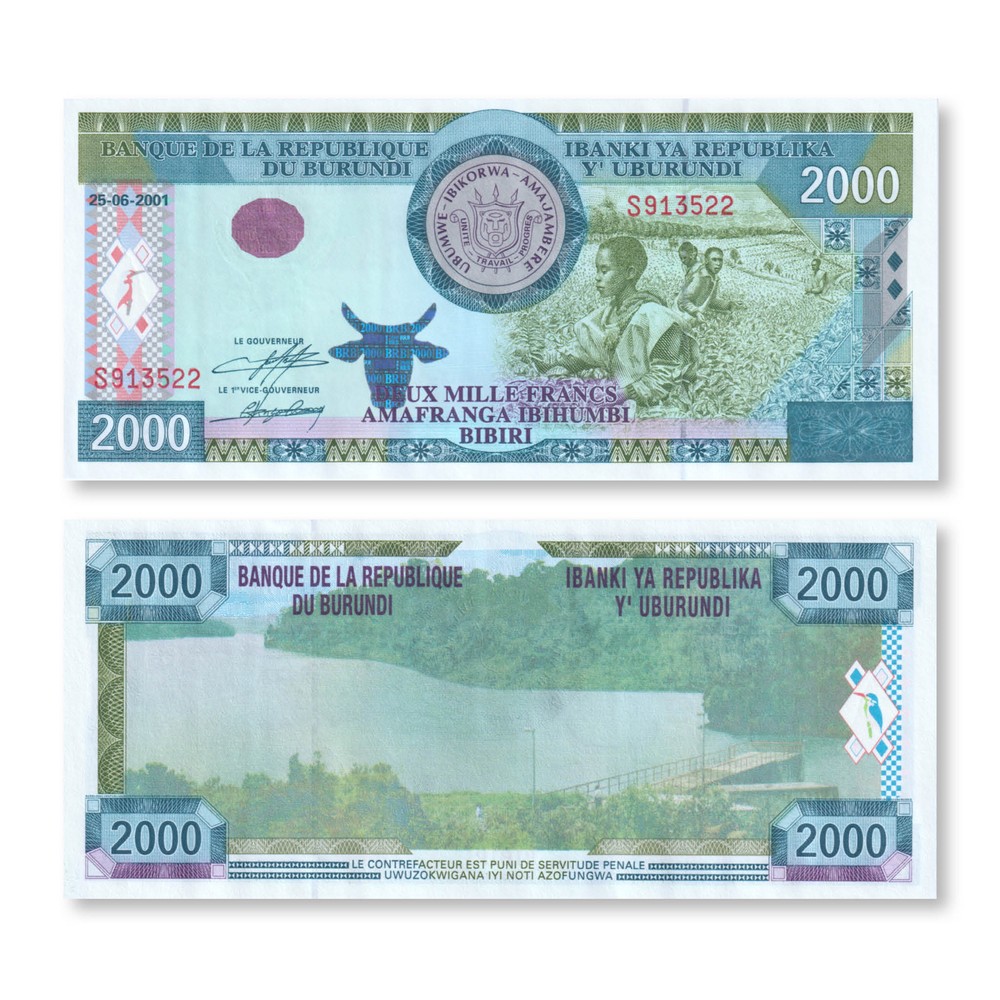 Burundi 2000 Francs, 2001, B228a, P41a, UNC
