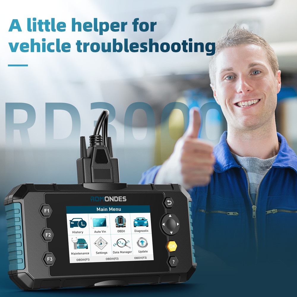 Romondes RD3000 OBD2 Scanner SRS ABS Engine System EPB OIL Reset Diagnostic Tool