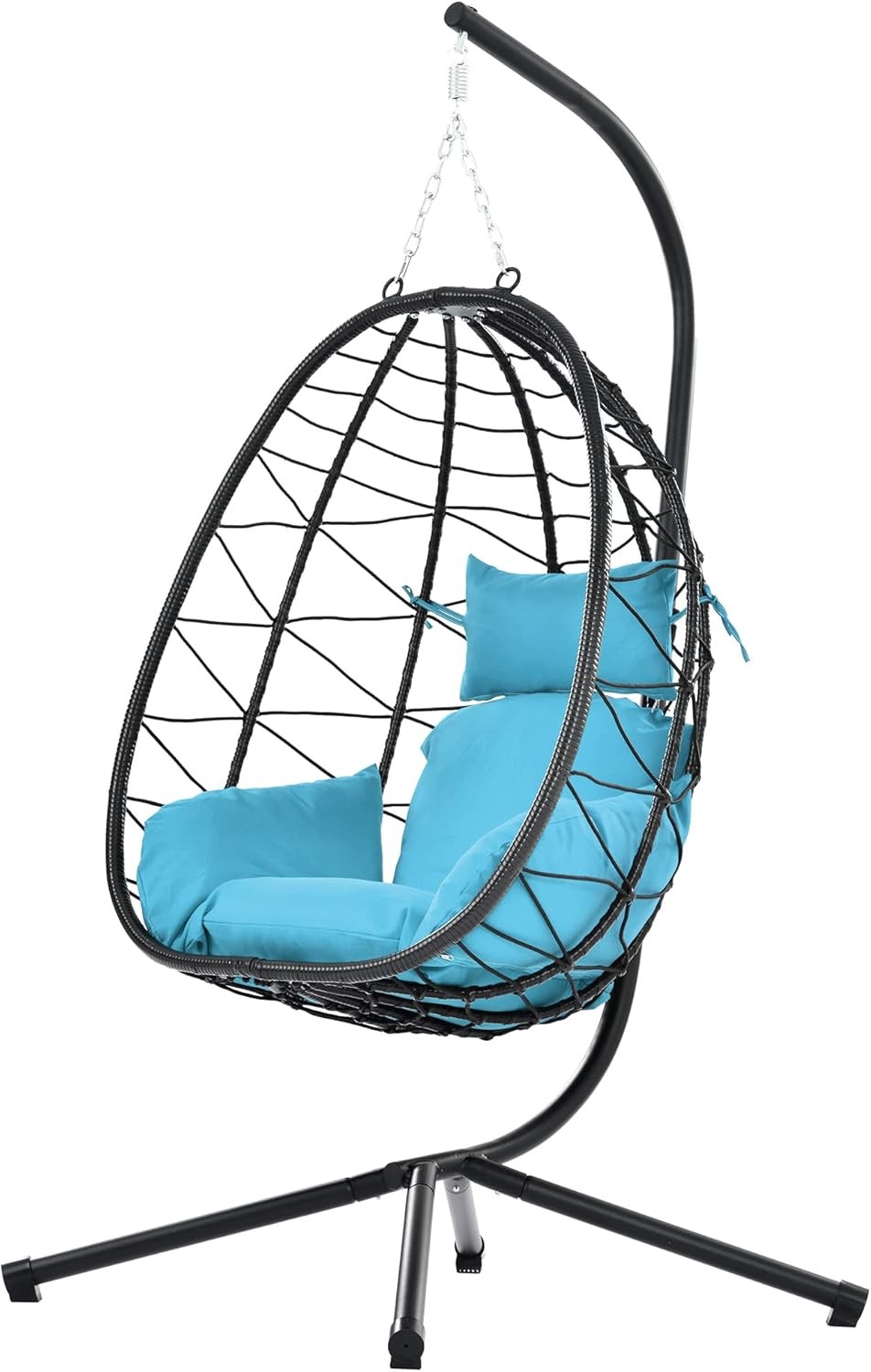 Egg Chair with Stand, Hanging Rattan Hammock Chair with Cushions for Patio