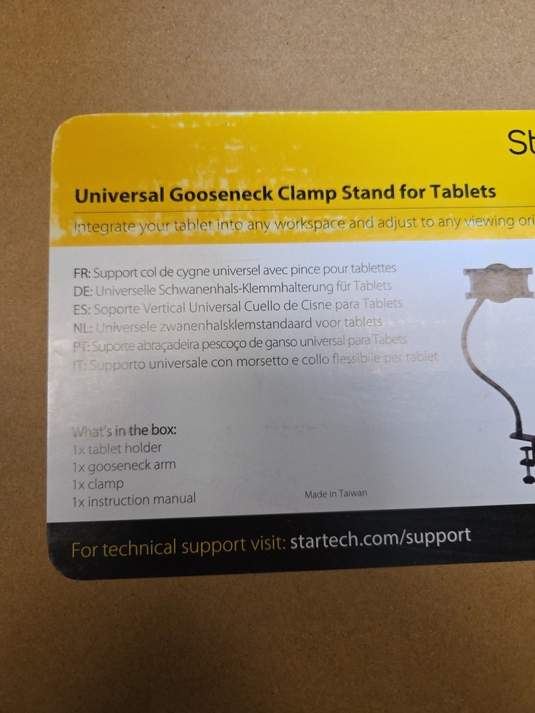 Startech.Com Universal Gooseneck Clamp Stand For Tablets, Model: ARMTBLTUGN