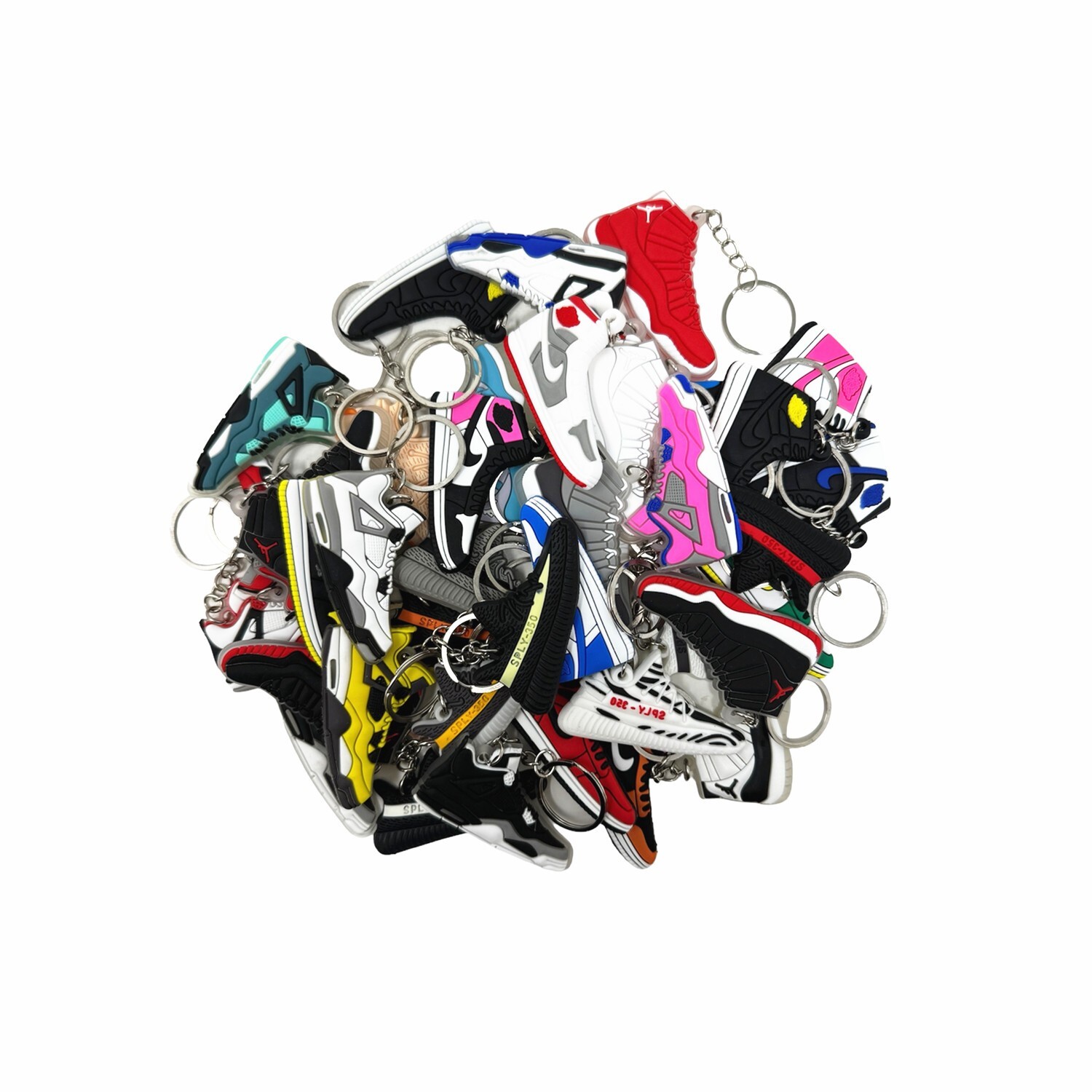 50 Pcs of 2D Sneakers Keychains Hype Beast Sneaker 2D Variety of Keychains Lot