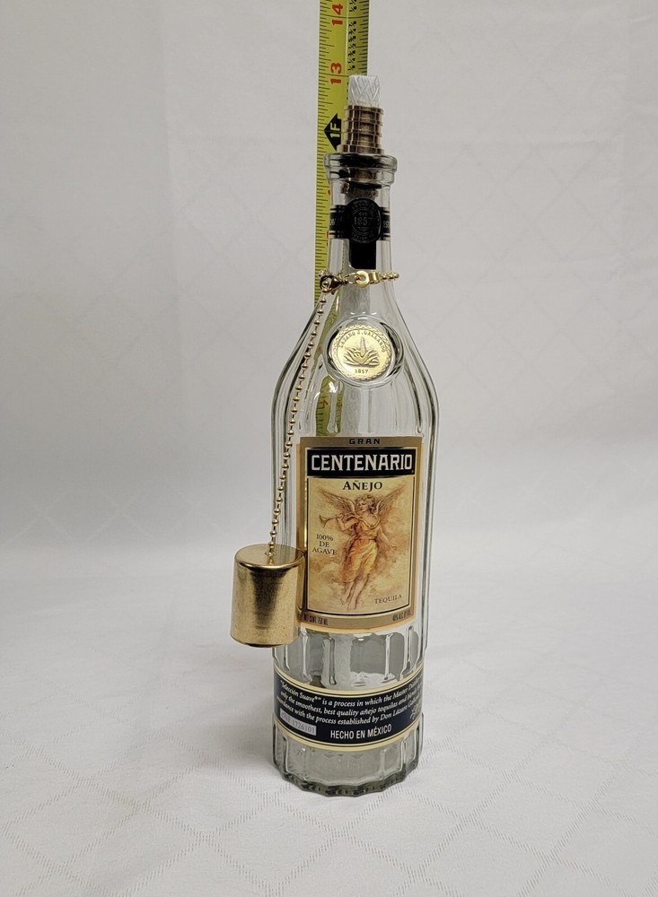 Tiki Patio Deck Torch Centenario Tequila Anejo Empty Bottle with Wick & Snuffer
