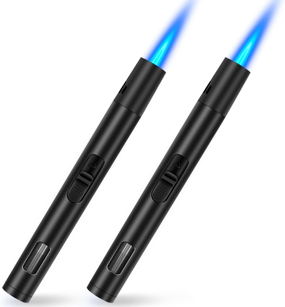 Torch Lighters, Refillable Butane Lighter with Visible Fuel Window Windproof Ad