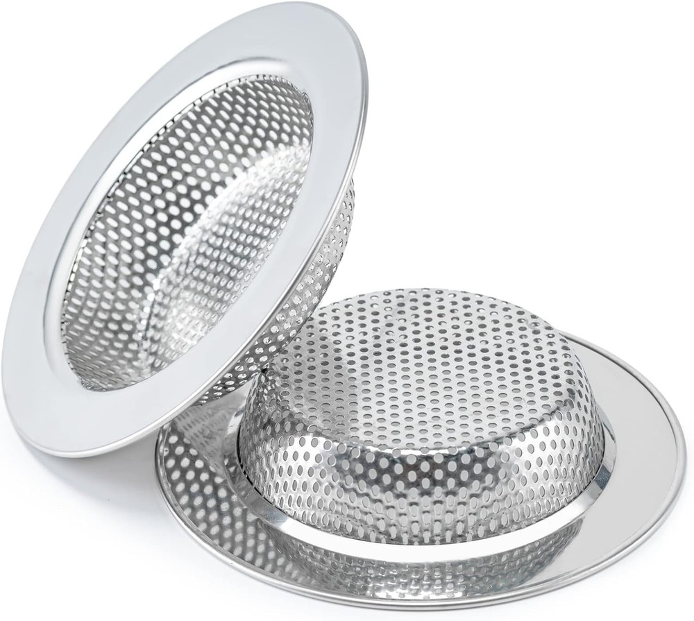 Effortless 4.5" Rustproof Sink Strainers - 2 Pcs with Double-Layer Design