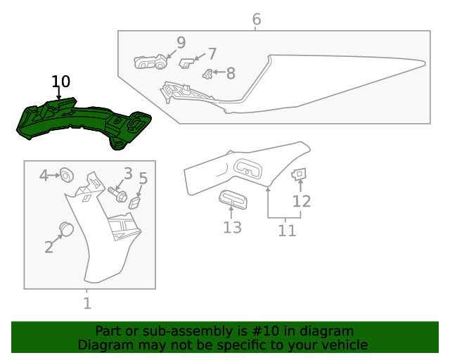 Genuine GM Passenger Side Quarter Panel Upper Trim Panel Bracket 20941270