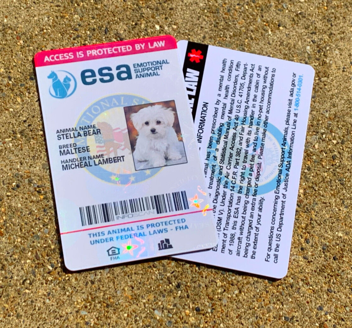 ESA ID CARD FOR EMOTIONAL SUPPORT DOG / CAT ANIMAL / SERVICE DOG - HOLOGRAPHIC