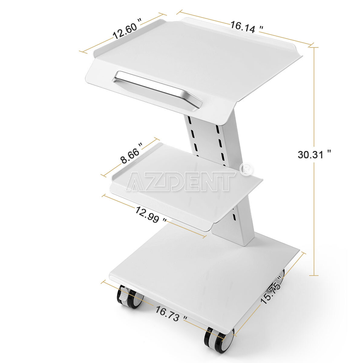 dental Carrito móvil con enchufe incorporado carrito médico con ruedas gemelas