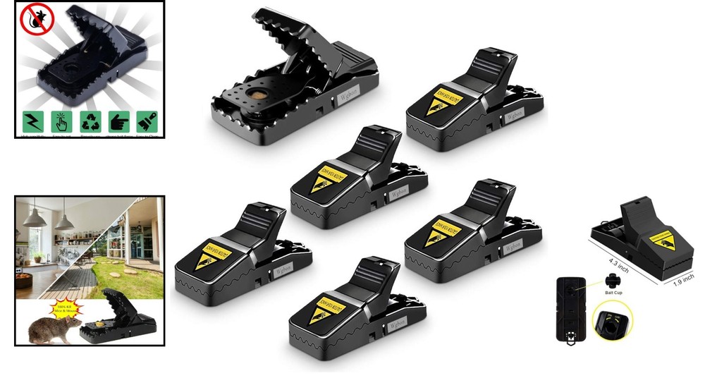Quick Kill Mouse Traps - 6 Pack Heavy Duty Snap Design for Small Mice