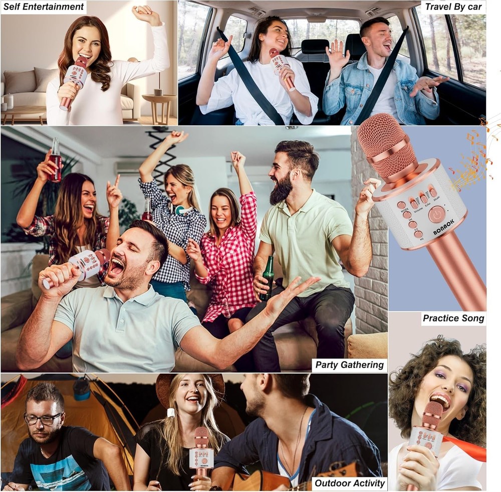 Dual Connection Karaoke Microphone - Bluetooth & USB for Effortless Singing Fun