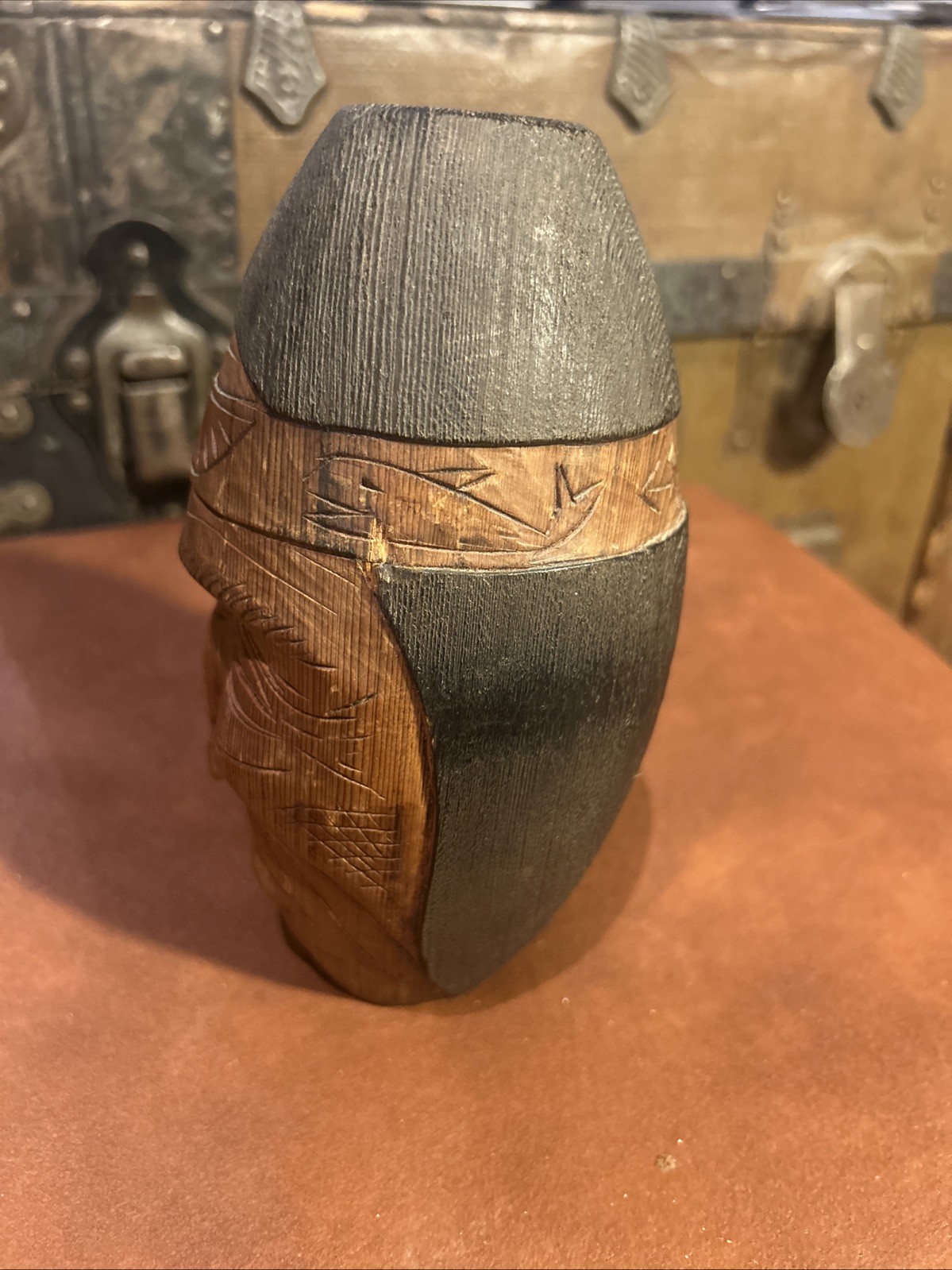 Antique Native American Hand Carved Medicine Man Cedar Mask Head Sculpture Rare