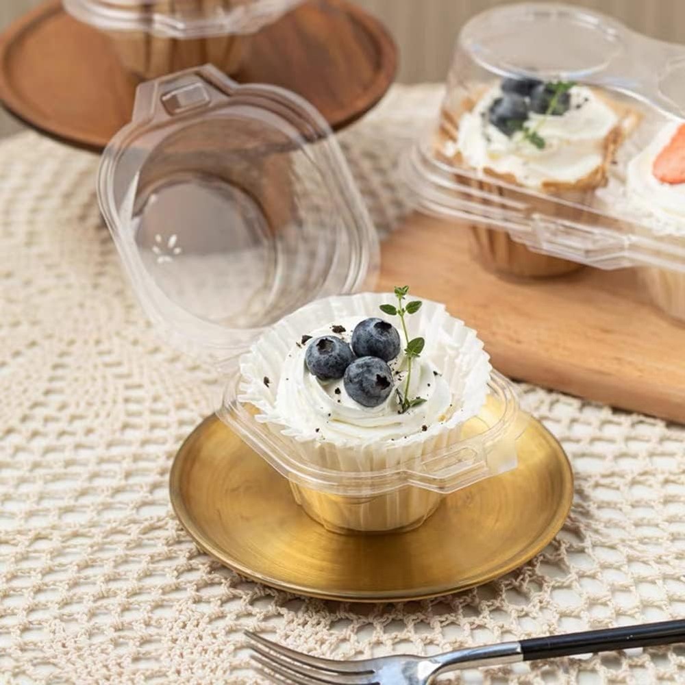 50 Pcs Cupcake Boxes Plastic Individual Cupcake Containers Single Cupcake Boxes