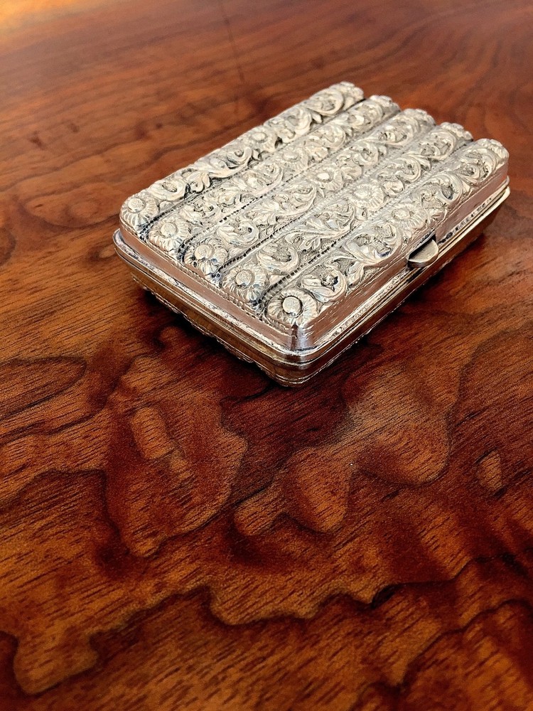 Superb Heavy Gauge Asian/Middle Eastern Silver Hinged Cheroot Case: No Monogram