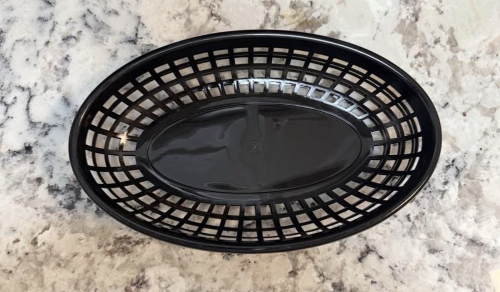 Set of Black Plastic Oval Restaurant Serving Baskets