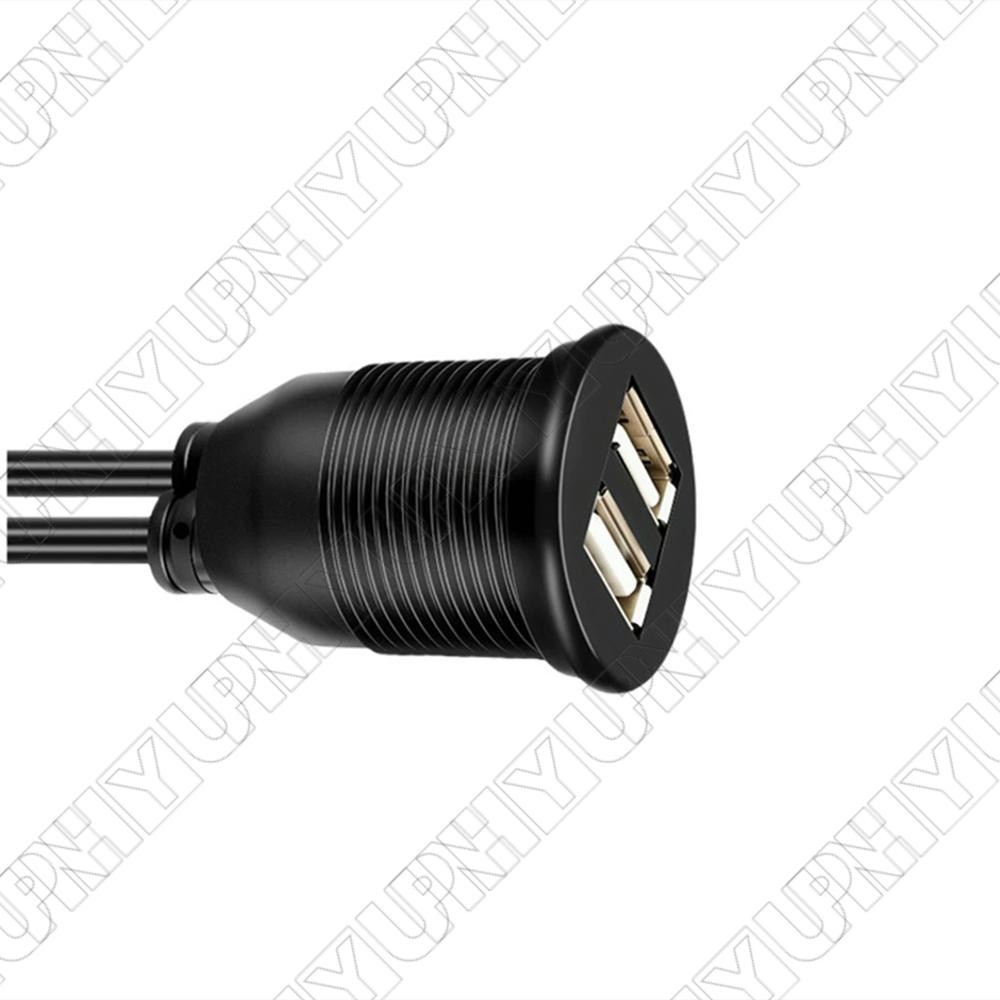 Car For DASH Mount Dual USB Port Panel Interface Extension 100cm Cable Adapter