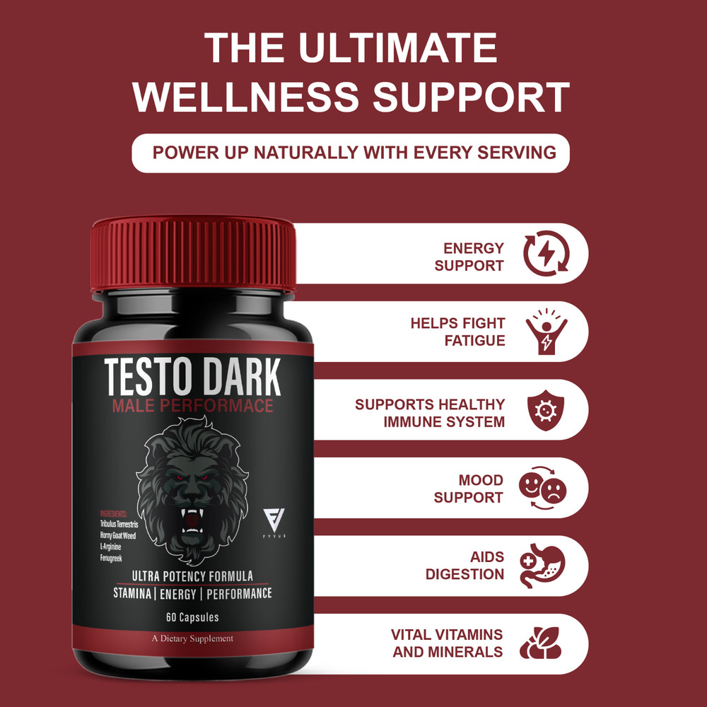 Testo Dark Max Performance Supplement, TestoDark Pills (60 Capsules)