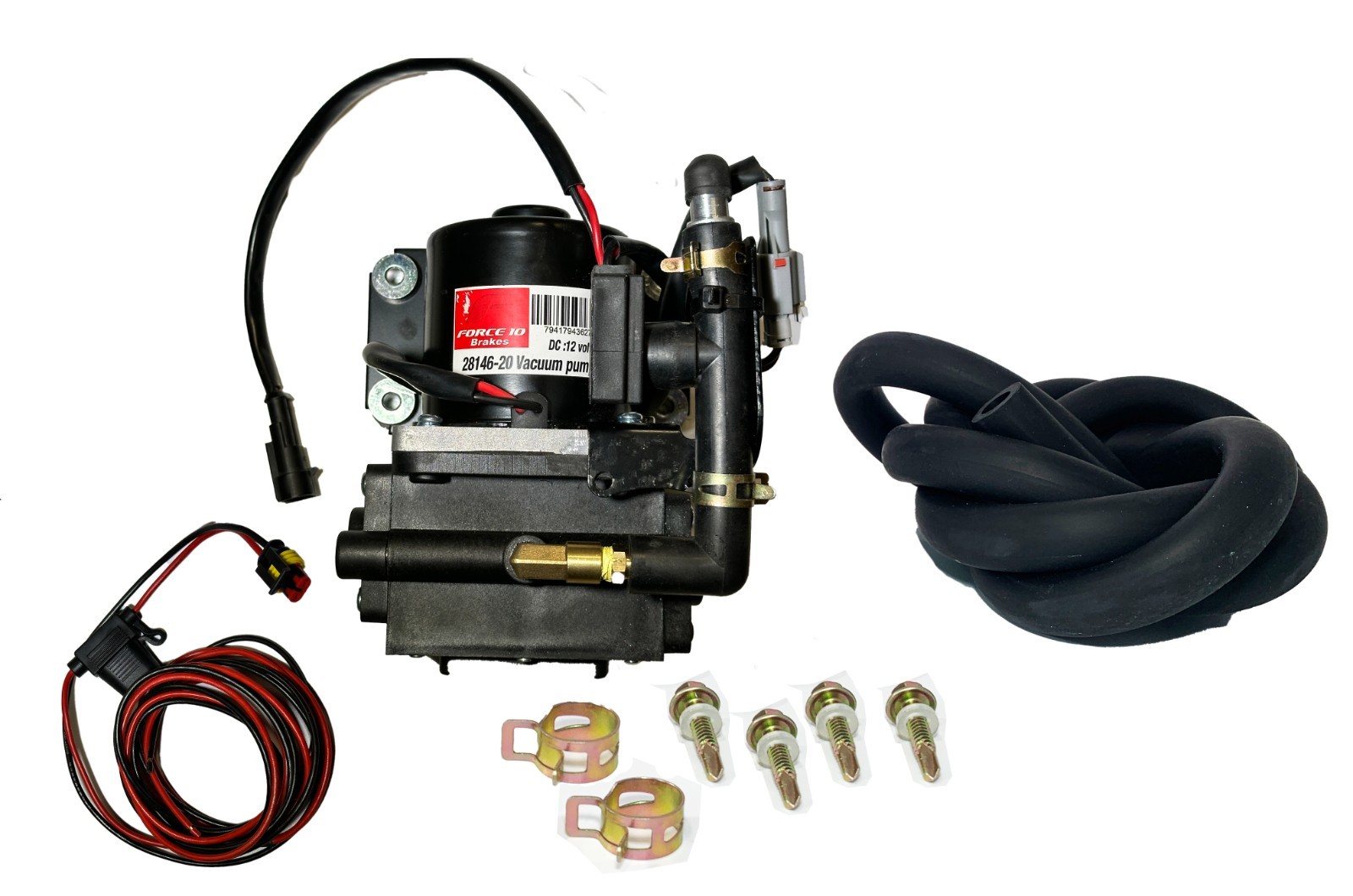 Brake Booster Vacuum Pump -Ultra quiet Dual piston pump 12 V "Plug and Play"