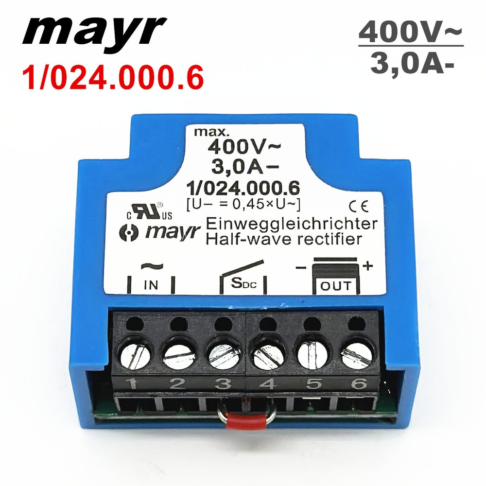 Mayr 1/024.000.6 400V 3,0A Half wave Rectifier Einweggleichrichter module