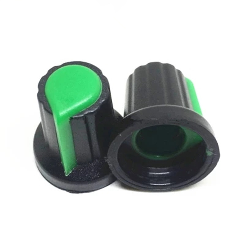 20Pcs 6mm Plastic Threaded Knurled Potentiometer Knobs Cap Caps 15*17mm GREEN