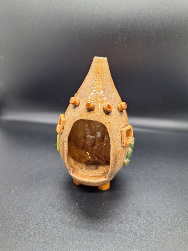 Handmade Ceramic Incense Cone Burner Chiminea Signed Southwest