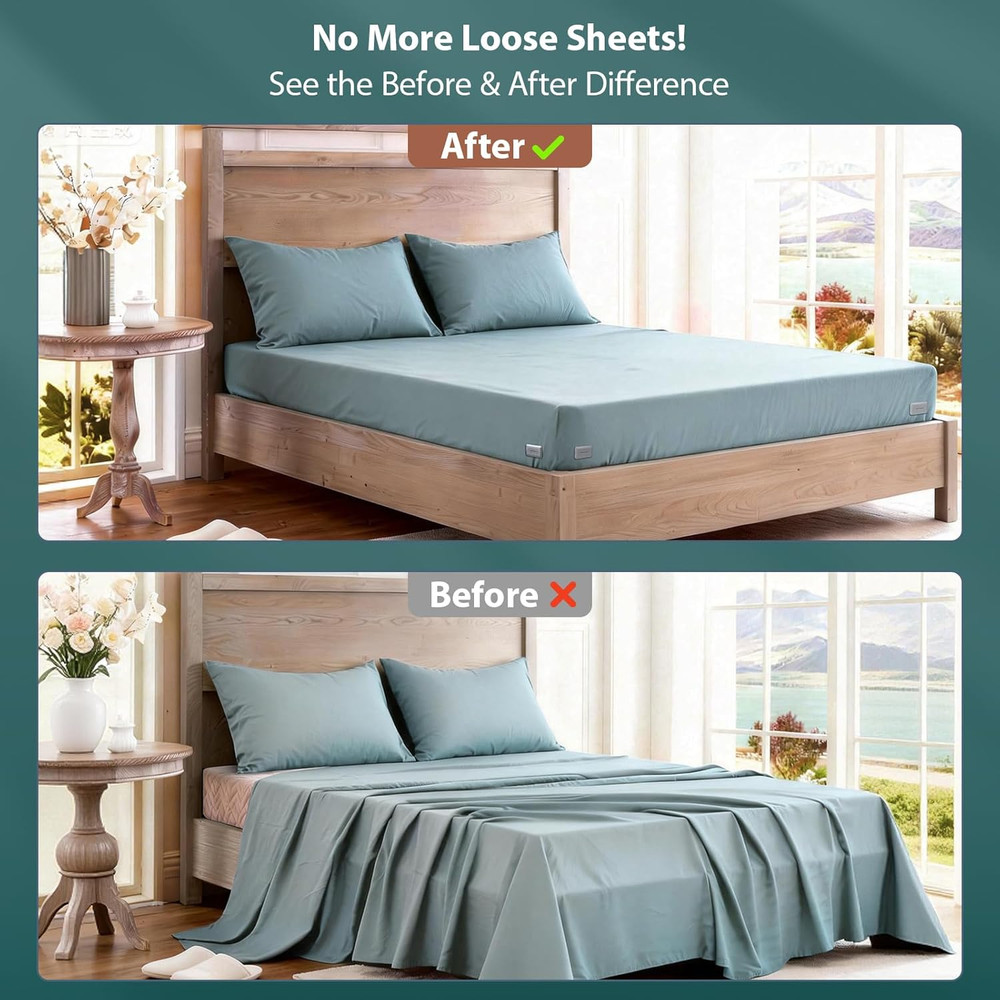 Corner Sheet Holders - Snap-Lock for Fitted Sheets, Set of 4