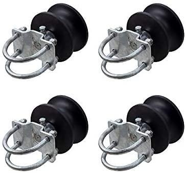 (4 Pack) 4" Round Post x 2 1/2" Round Gate Frame Premium Nylon Cantilever Roller