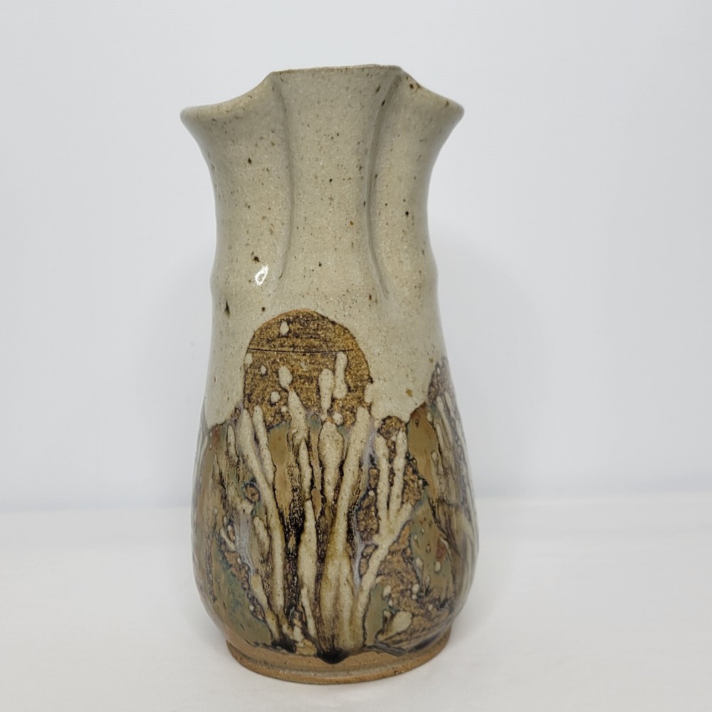 Studio Art Pottery Speckled Grey Drip Glazed 8.5" Pitcher Signed Hauser