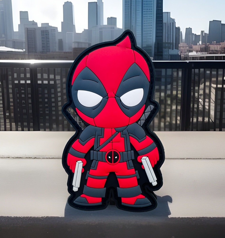Tactical Deadpool With Guns Rubber PVC Hook/Loop Morale Patch