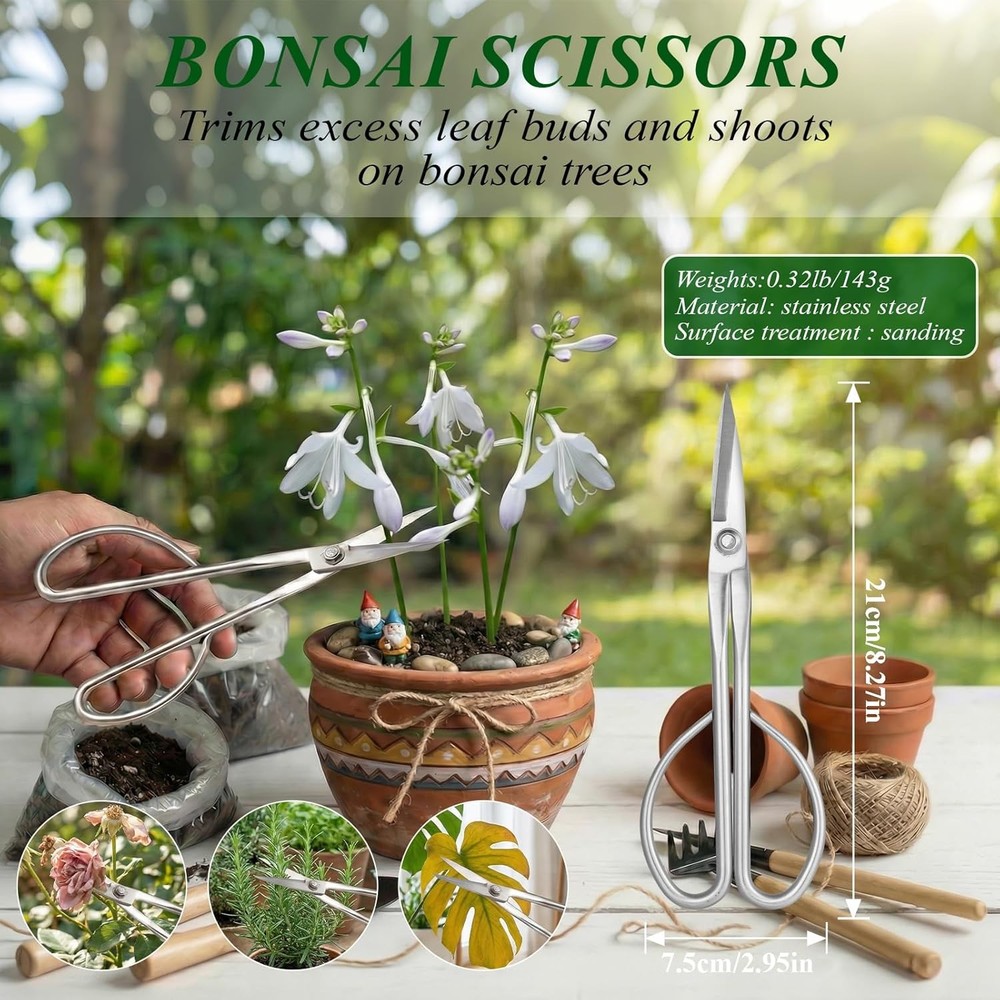 Bonsai Tools Set, 3-Piece Bonsai Tree Tools - Includes Knob Cutter, Concave Cutt