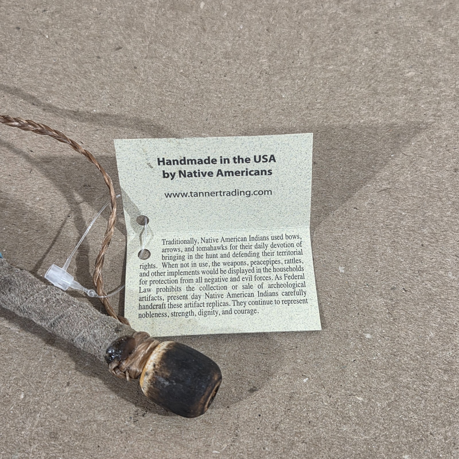 Authentic Navajo Peace Pipe 6" Handcrafted Faux Turquois Beads leather wood stag