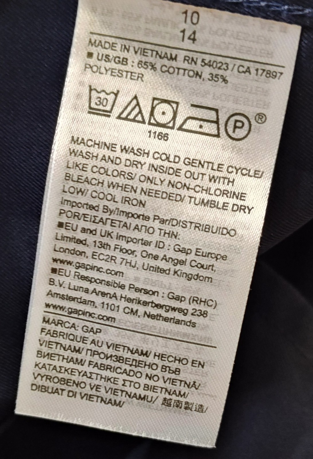 GAP x Sandy Liang Mid Rise Bow-Back Navy Blue Khakis, LTD ED - Women’s Size 10