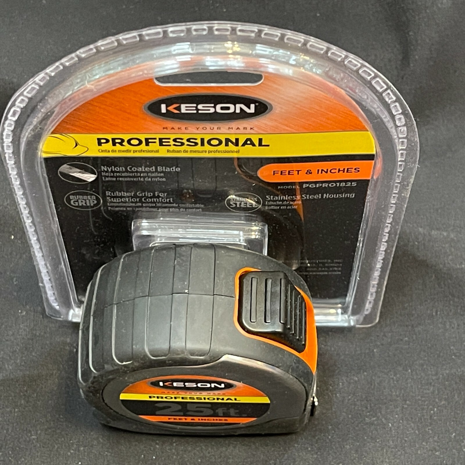 Keson Professional 25 Ft Tape Measure, 1 In Blade Pgpro1825v 25' Measuring Tape