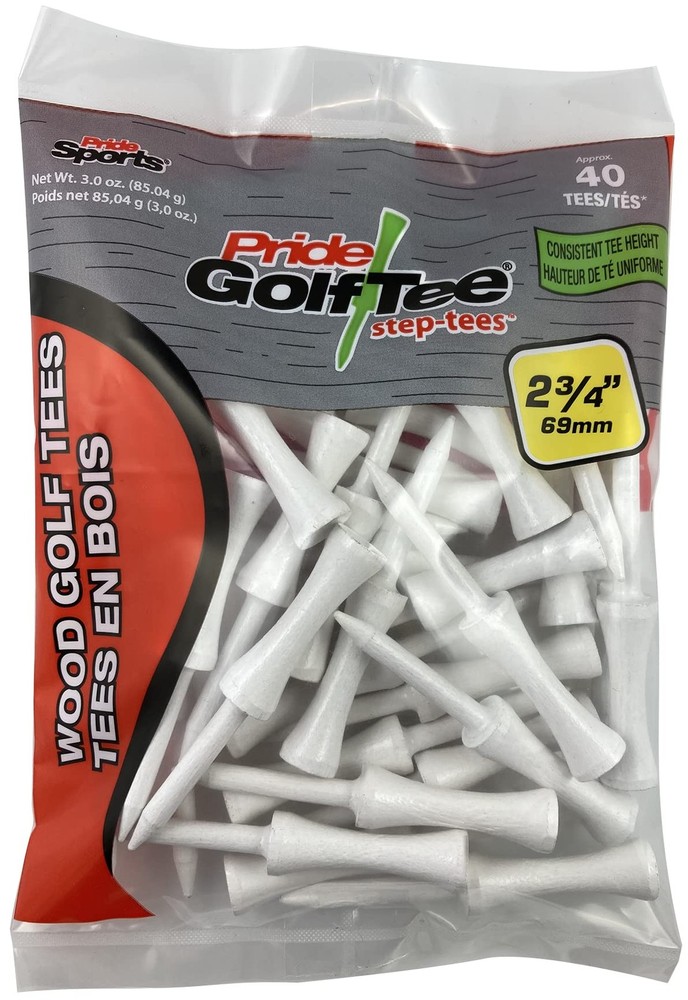 Golf Step Tees 2 3/4 Inch 40 Pack White Plastic Tee Set