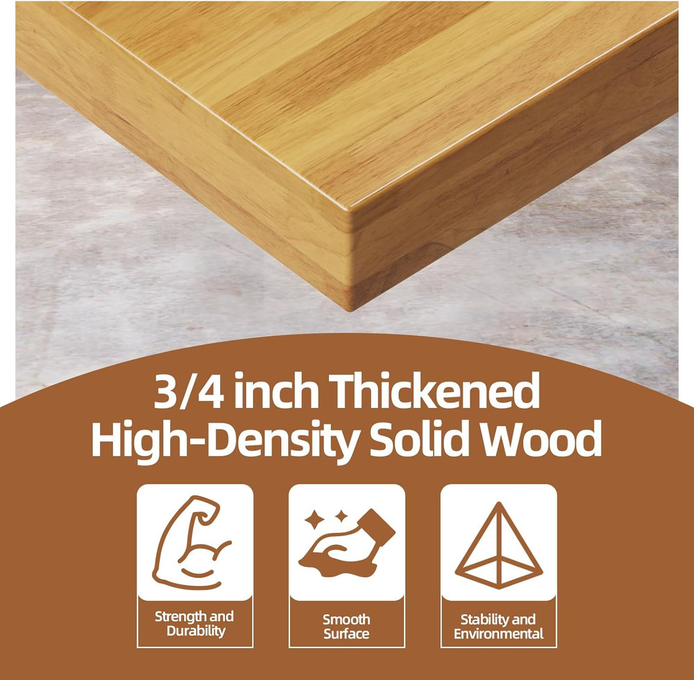 60" Adjustable Workbench with Wheels and Drawer, Solid Wood Rolling Work Bench T