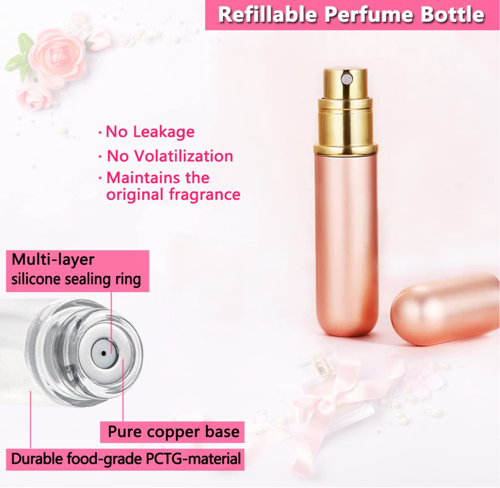 Travel Perfume Bottle Atomizer - 5ML Perfume Atomiser, Scent Pump Case, Leakproo