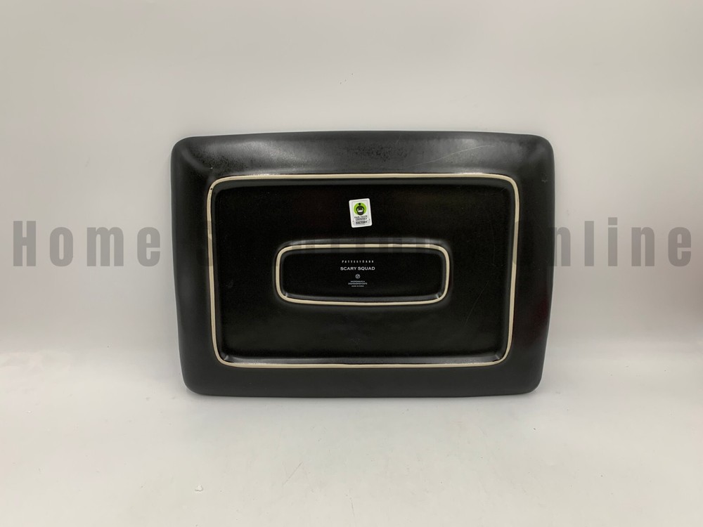 Pottery Barn Scary Squad Stoneware Rectangular Serving Platter Black 16" #X729