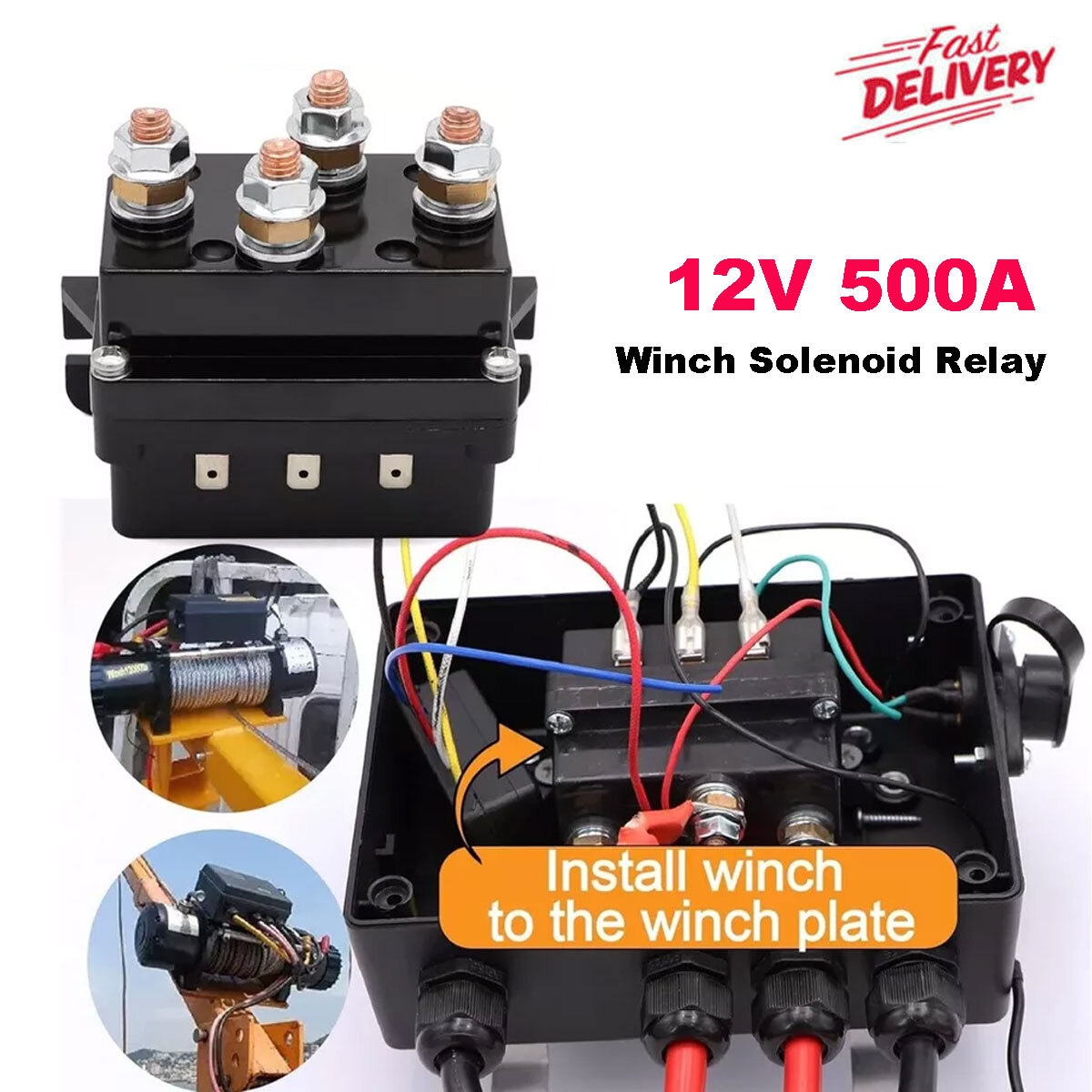 12V 500A Winch Solenoid Relay Controller Contactor 12000 LBS for Warn Badlands