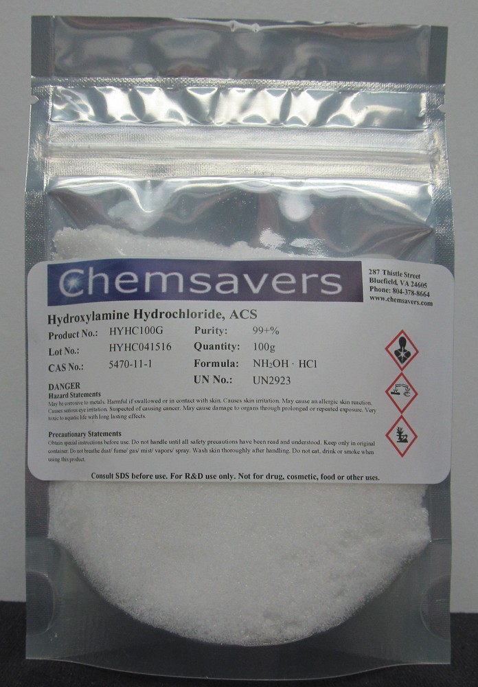 Hydroxylamine Hydrochloride, ACS, 99+%, 100g