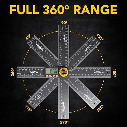 Digital Angle Finder Gauge 5" Protractor with XL Display & Pouch - Multi-Purpose