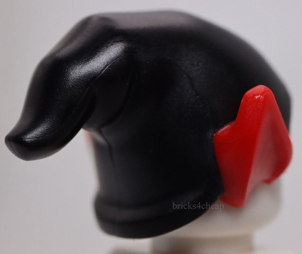 Lego Black Hat Elf Drooping with Molded Red Pointed Ears Pattern