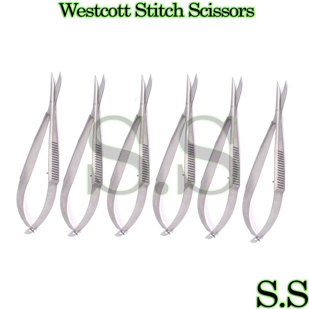 6 Westcott Stitch Scissors Curved Surgical Instruments