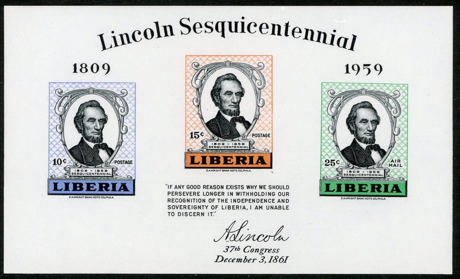 Liberia 386a Souvenir Sheet Abraham Lincoln MNH