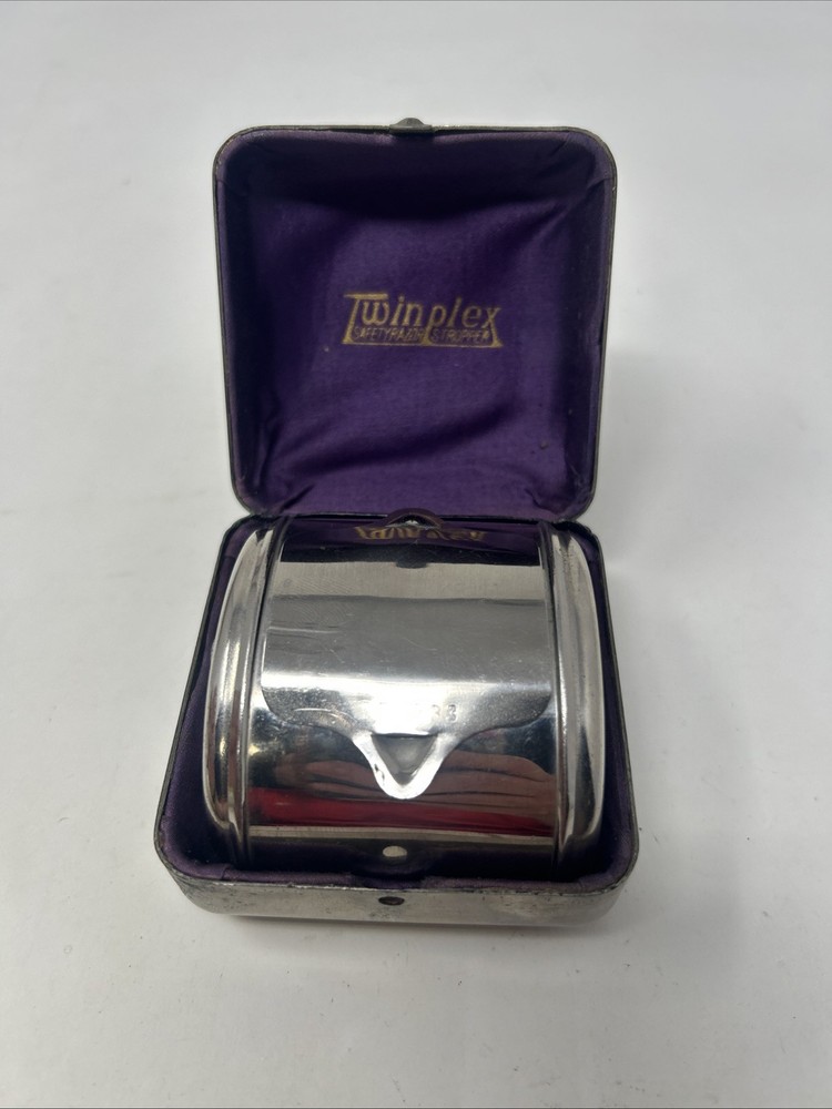 VINTAGE TWINPLEX STROPPER RAZOR BLADE SHARPENER WITH CASE NICE CONDITION