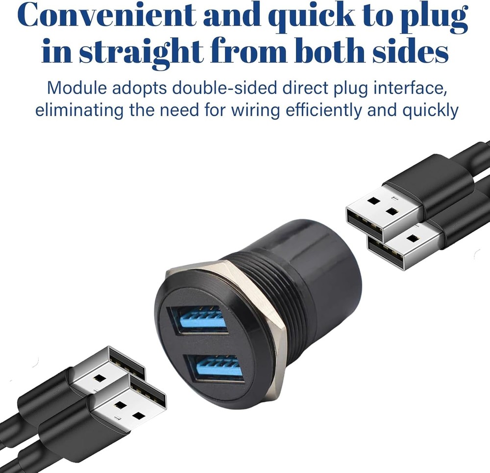 Danfetsoy USB 3.0 Panel Mount Adapter, D-Type Solderless Grey