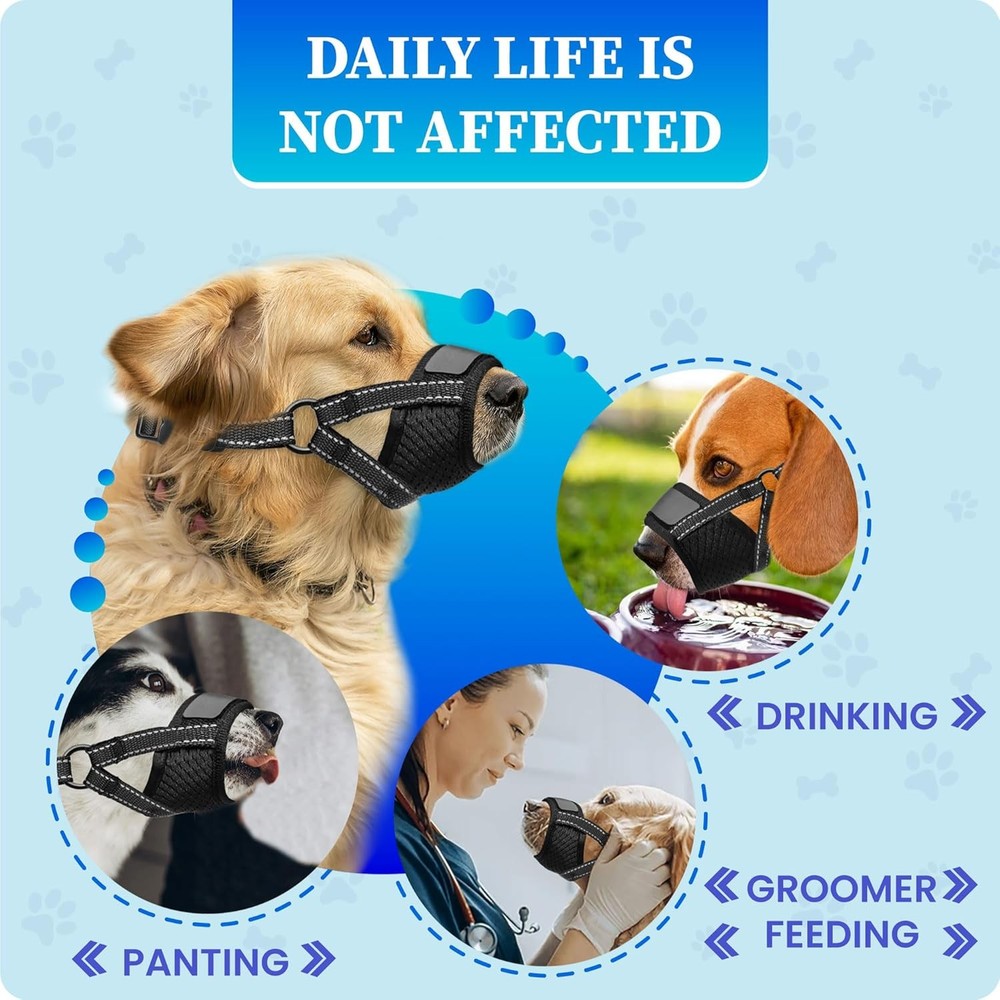 Dog Muzzle for Large Dogs - Soft Breathable XL-Large, Black