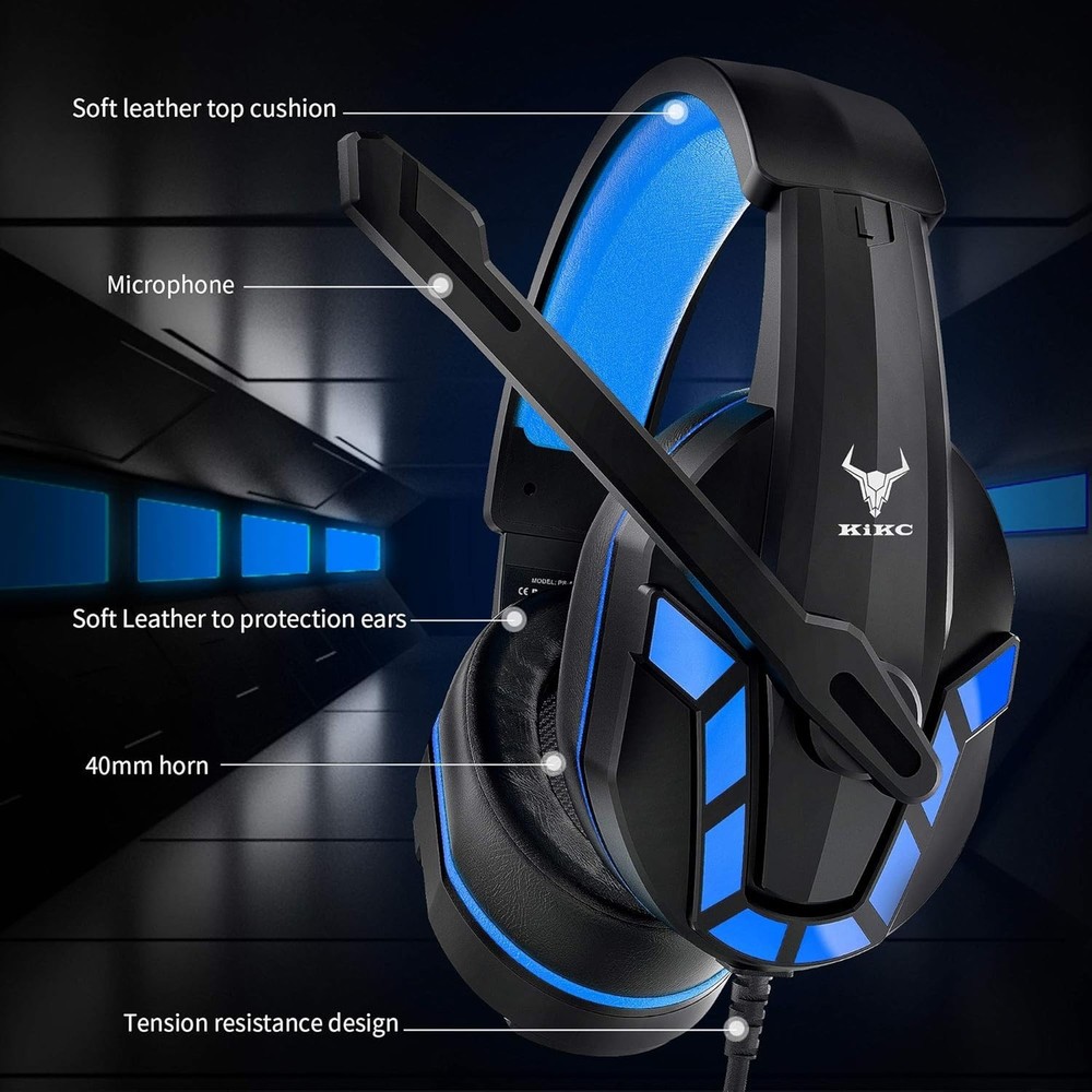 Adjustable Volume Gaming Headset with Rotating Mic - PS4, PS5, Xbox Compatible