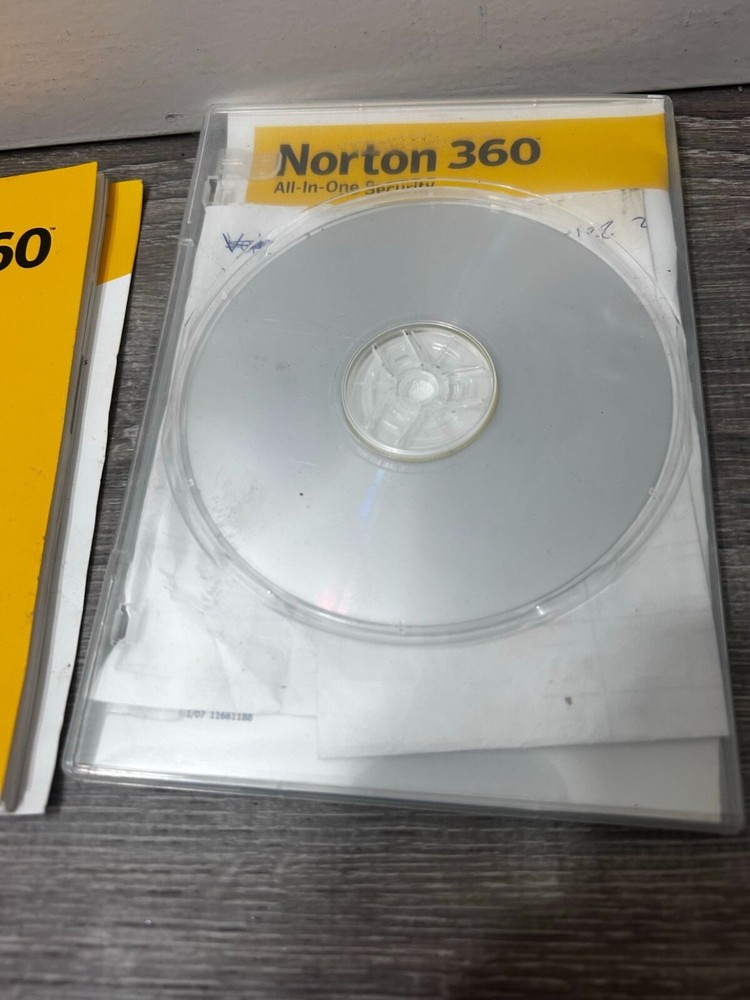Norton 360 Antivirus Software CD With Manuel Guide Book